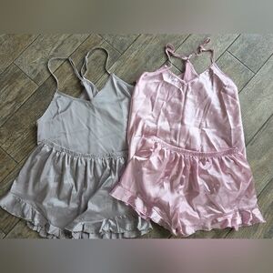 Bundle Lot Women's Intimate Sleepwear Set - Pink Gray Pajamas Large